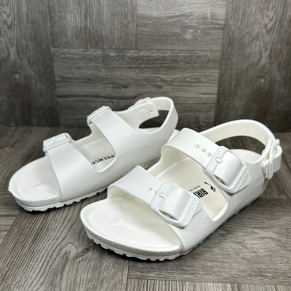 Birkenstock Milano‎ Eva Sandals Kids 10 White EVA Waterproof Backstrap NEW